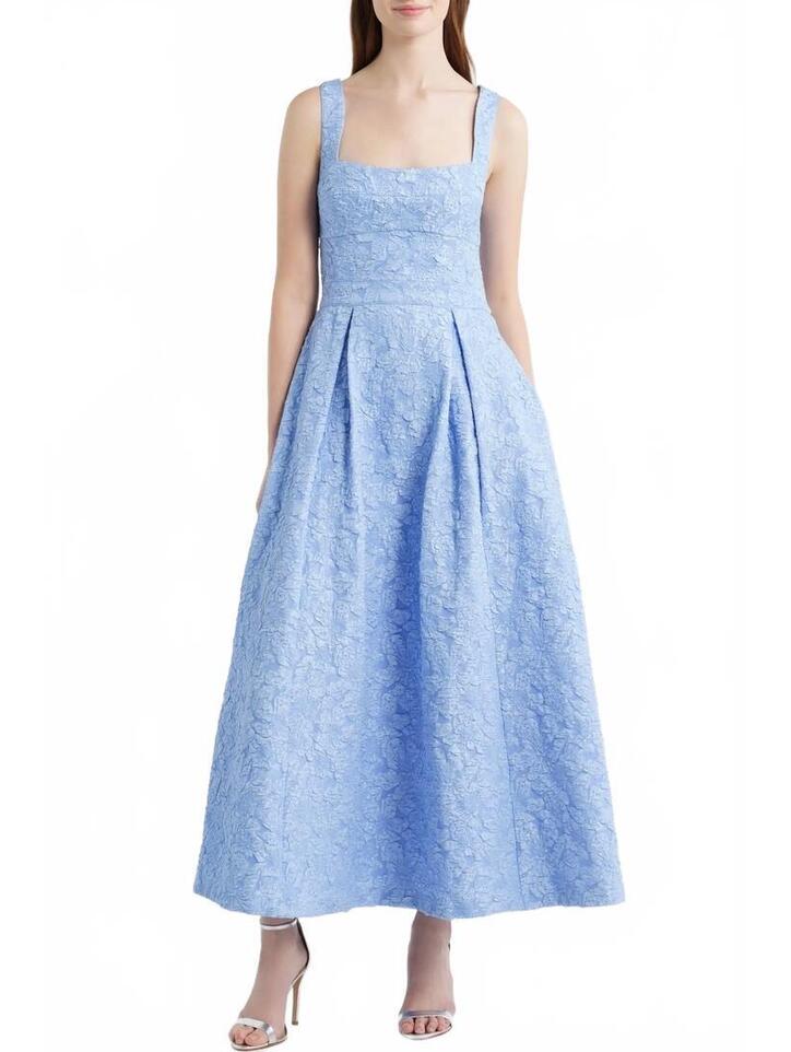 Chelsea28 Floral Jacquard Gown Nwt Blue Escape Xxs